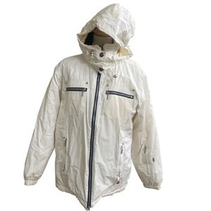 NILS Women's Ski Coat Jacket Snowboardi White Ivory Size 8 outdoors with hood‎